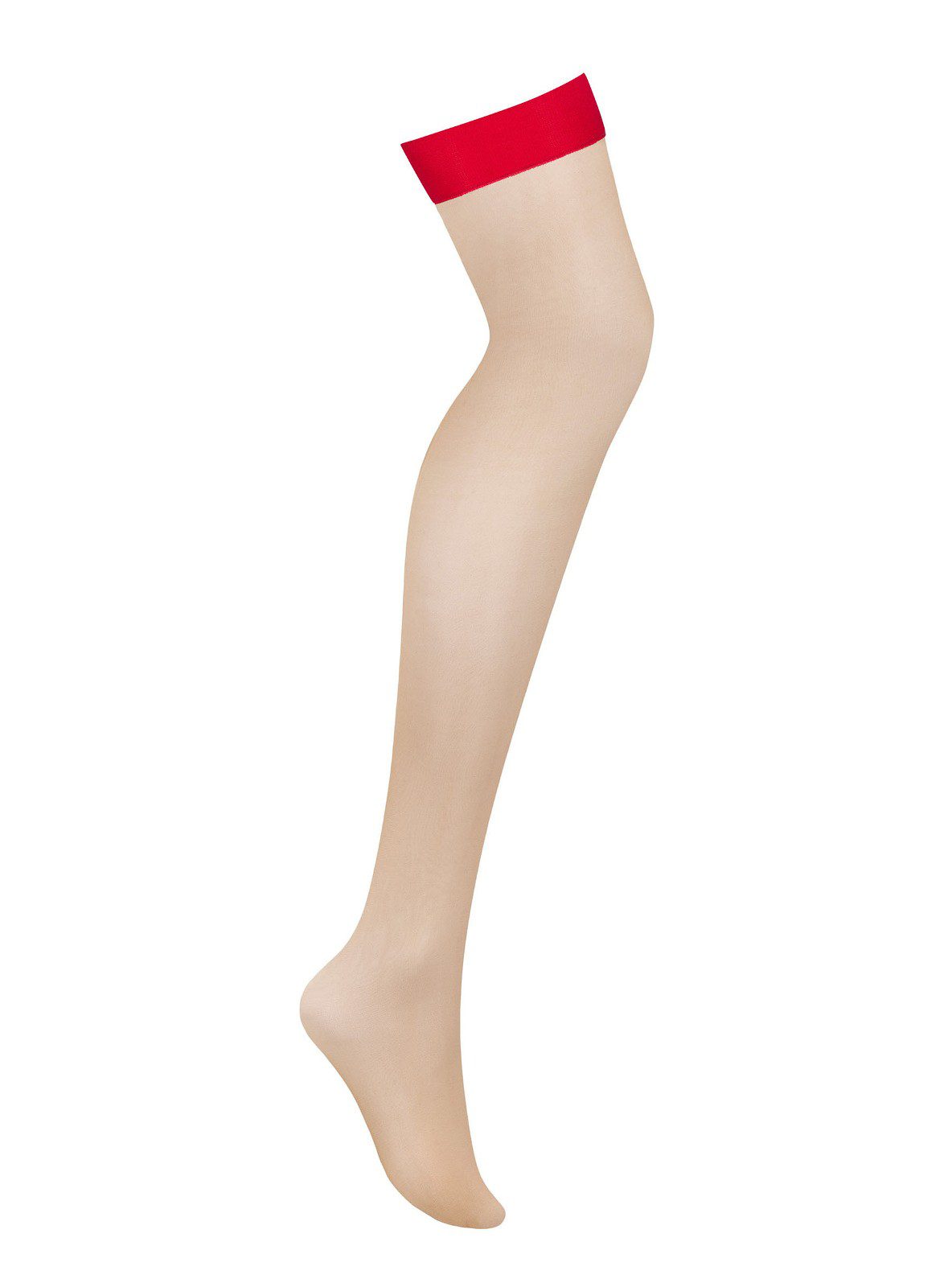 Calze da reggicalze nude con balza rossa 15 den S814