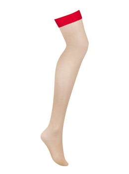Calze da reggicalze nude con balza rossa 15 den S814