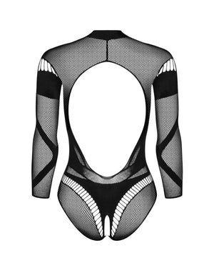 Body aperto nero a manica lunga B135 taglie plus