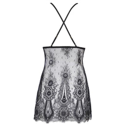 Babydoll in pizzo e tessuto lucido Wetlook