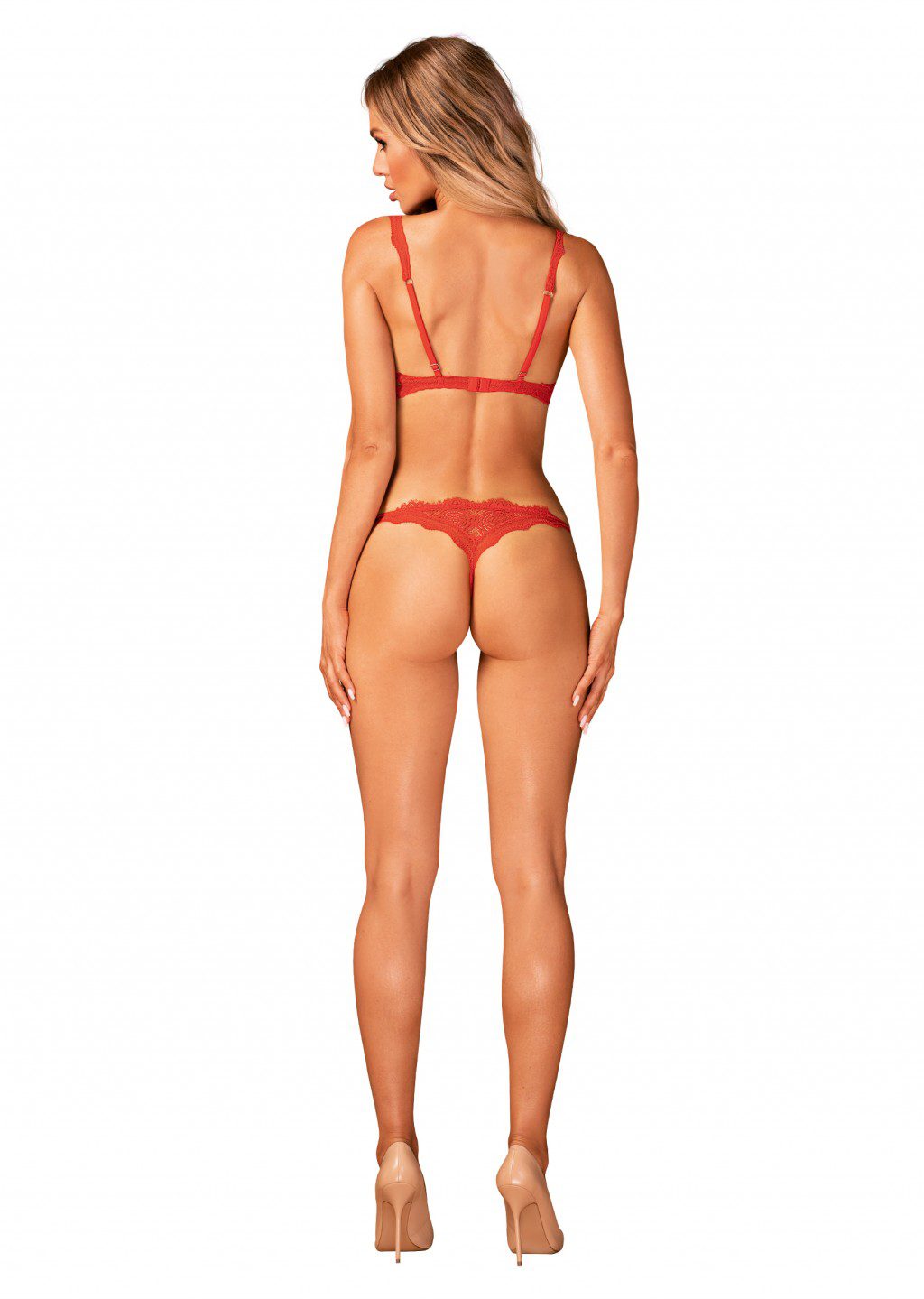 Completo intimo aperto rosso 2 pezzi Bergamore