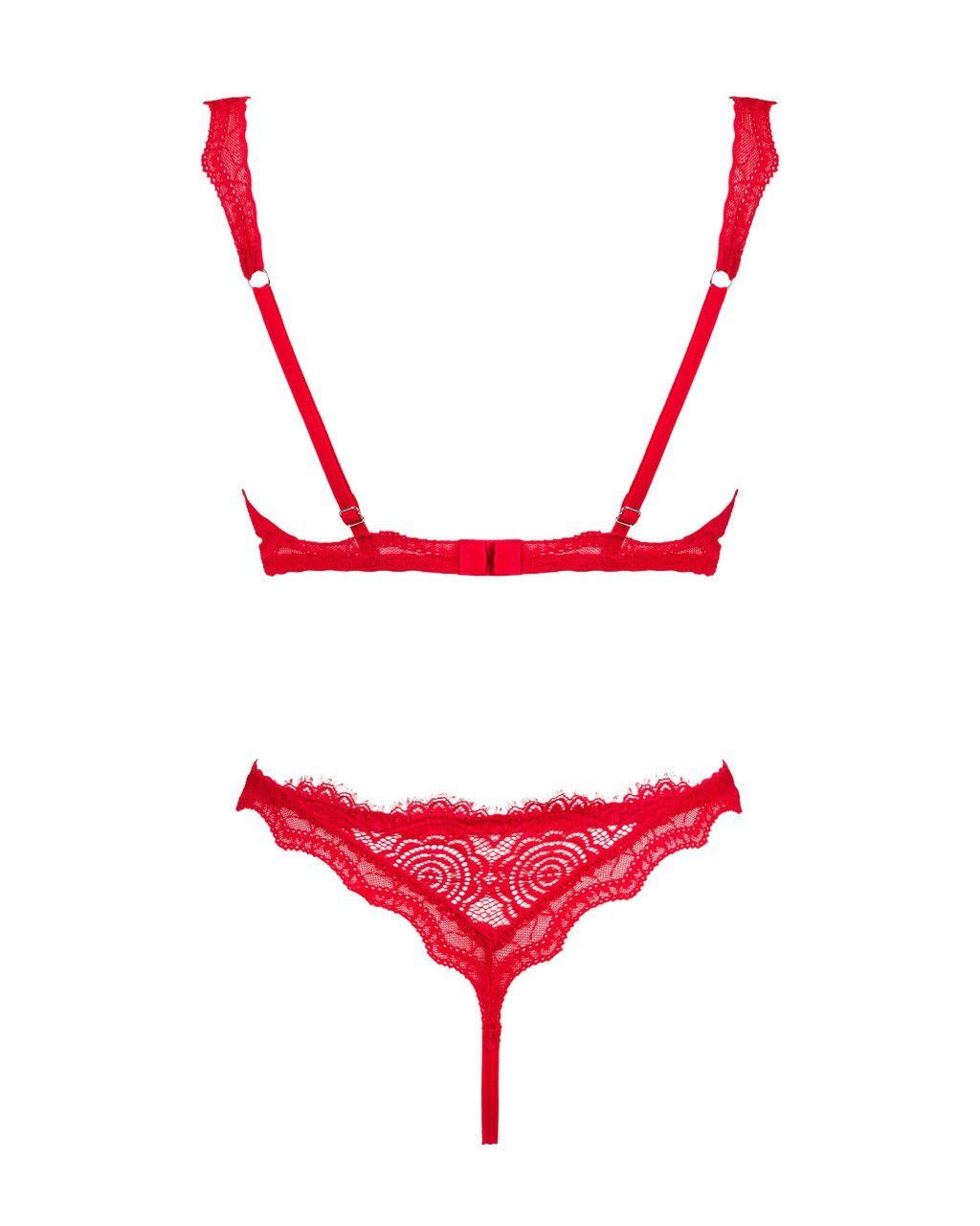 Completo intimo aperto rosso 2 pezzi Bergamore