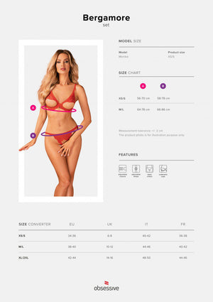 Completo intimo aperto rosso 2 pezzi Bergamore