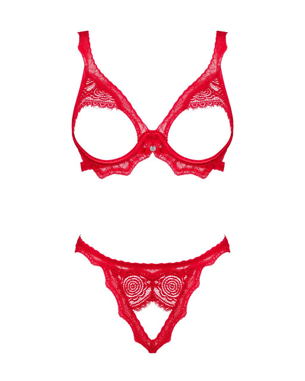 Completo intimo aperto rosso 2 pezzi Bergamore