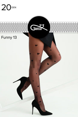 Collant fantasia cuoricini 20 den Funny 13 taglie plus