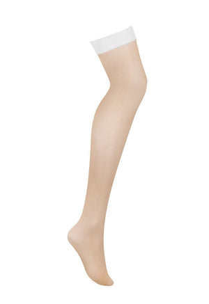 Calze da reggicalze nude con balza bianca 15 den S814