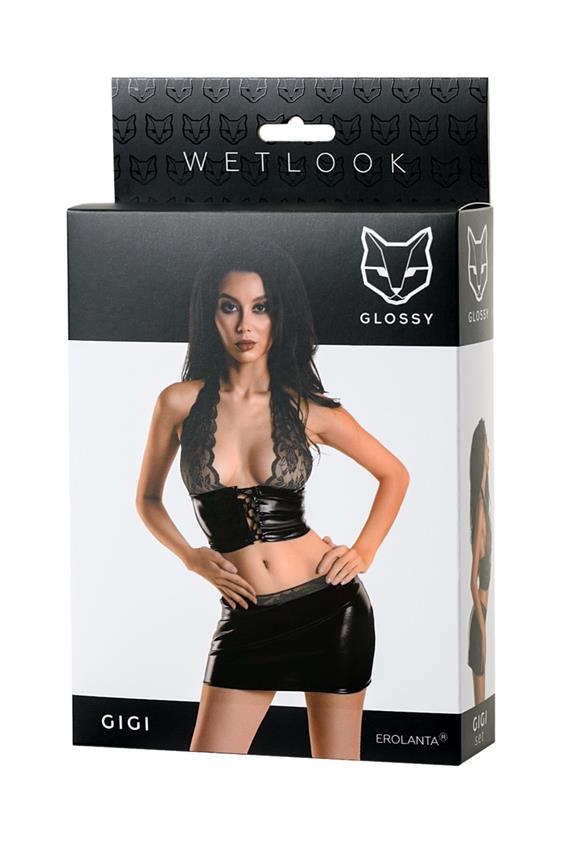 Set Wetlook top e minigonna effetto bagnato