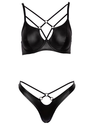 Completo intimo 2 pezzi in simil pelle