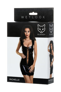 Miniabito Wetlook con stringature Michelle