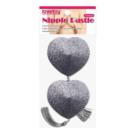 Copricapezzoli glitterati a forma di cuore con frange