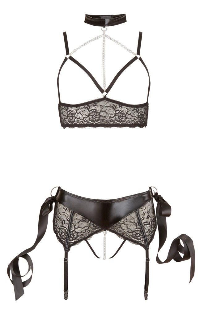 Set intimo aperto 2 pezzi con collare