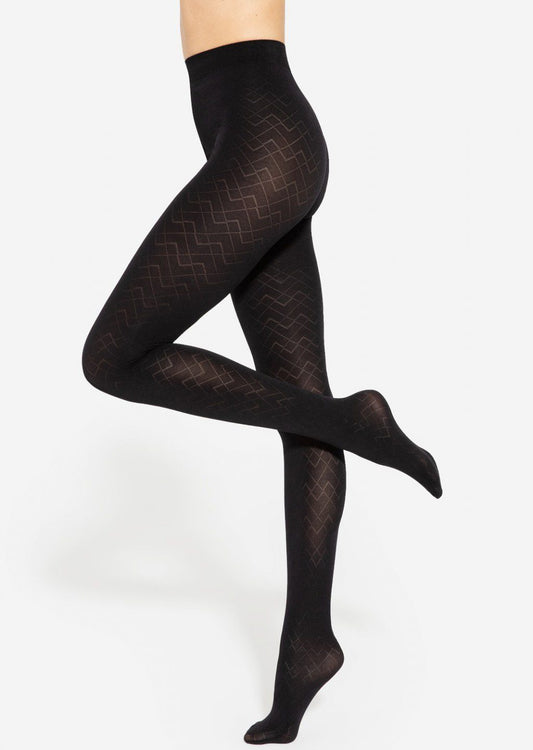 Collant coprente fantasia jacquard Loretta 145 50 den taglie comode