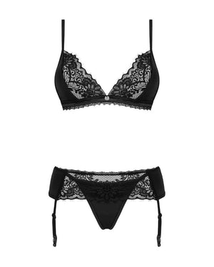 Completo intimo in pizzo nero 3 pz Maderris taglie plus