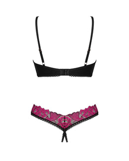 Completo intimo aperto sotto in pizzo rosa 2 pz Rosenty