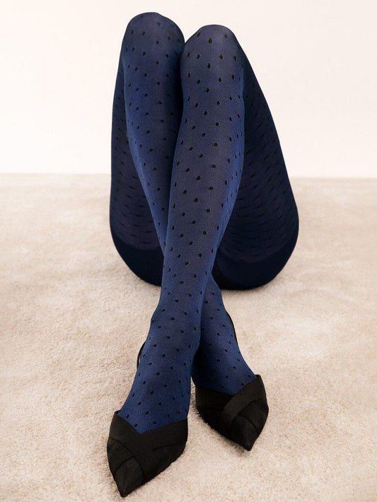 Collant coprente blu a pois 40 den Dry Pastel
