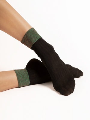 Calzini corti con polsino glitterato 40 den Gilt