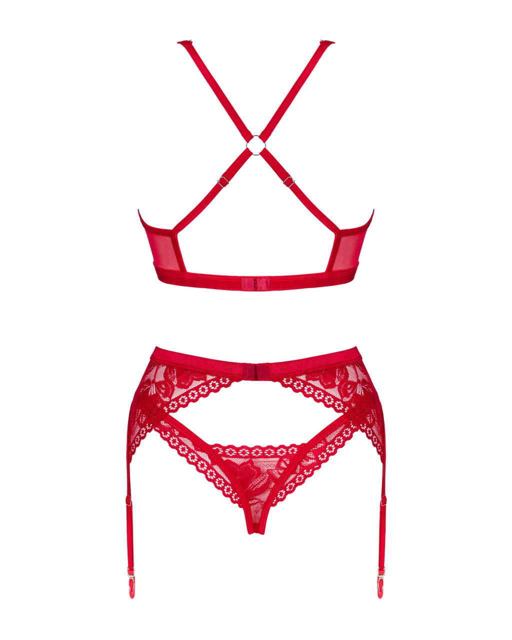 Completo intimo rosso 3 pezzi Lacelove taglie plus