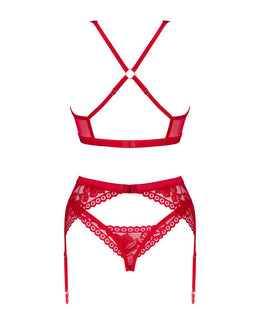 Completo intimo rosso 3 pezzi Lacelove taglie plus