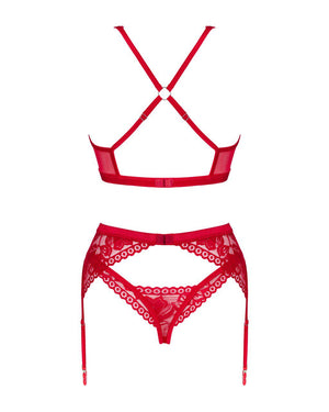 Completo intimo rosso 3 pezzi Lacelove taglie plus