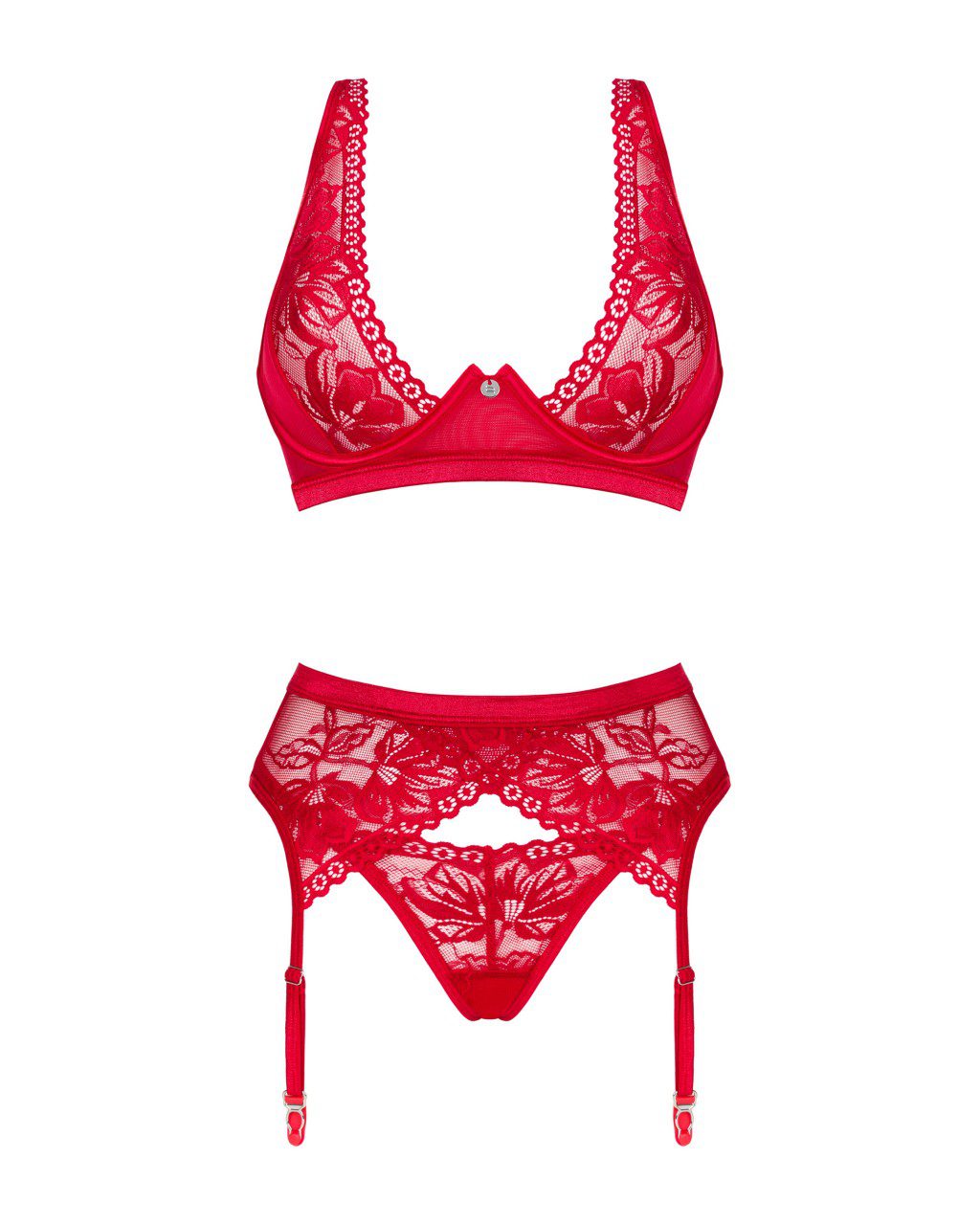 Completo intimo rosso 3 pezzi Lacelove taglie plus