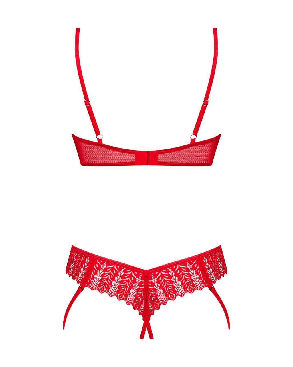 Completo intimo aperto rosso 2 pezzi Ingridia taglie plus