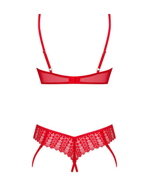 Completo intimo aperto rosso 2 pezzi Ingridia taglie plus