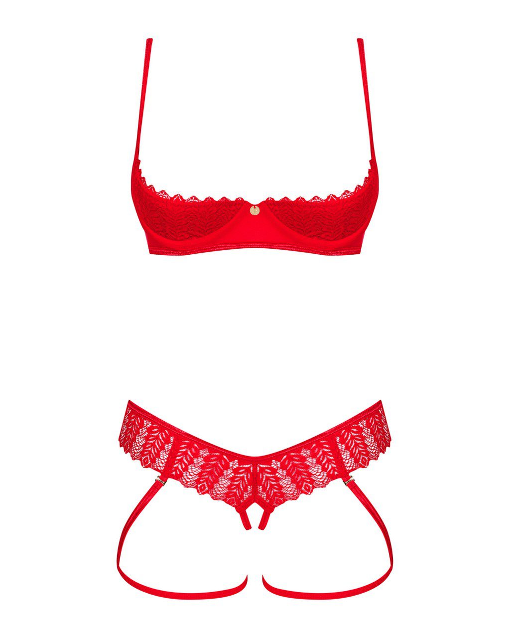Completo intimo aperto rosso 2 pezzi Ingridia taglie plus