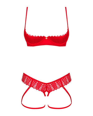 Completo intimo aperto rosso 2 pezzi Ingridia taglie plus