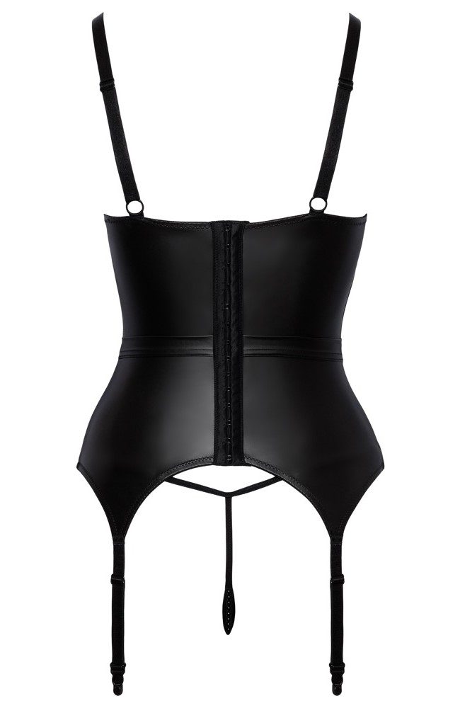 Corsetto in simil pelle con filo di perle nere