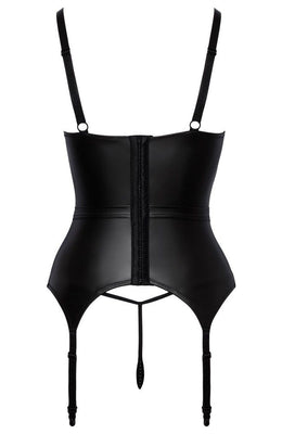 Corsetto in simil pelle con filo di perle nere