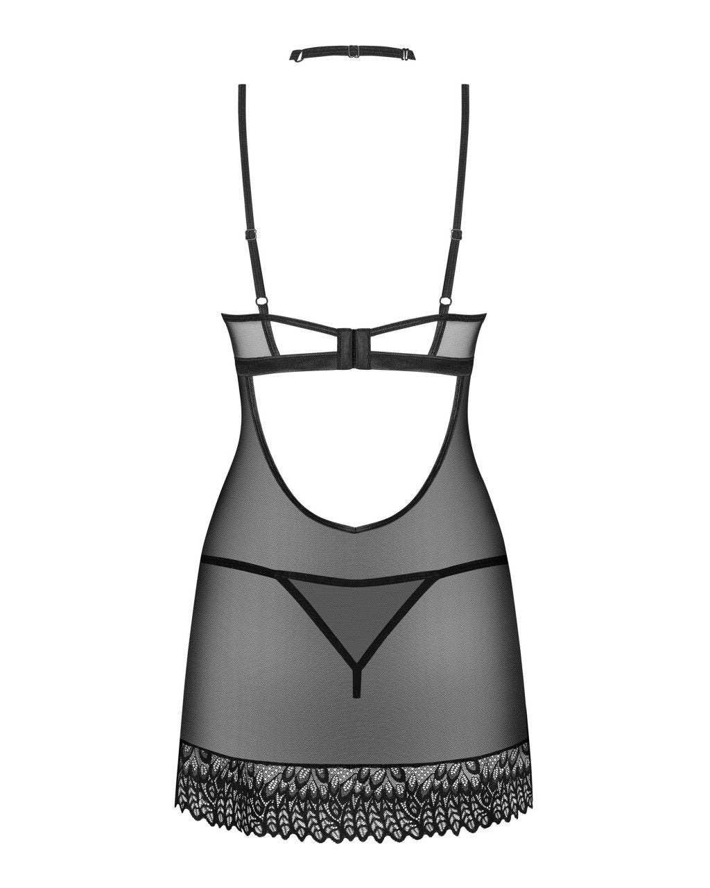 Chemise nera in pizzo con choker taglie plus Donarella