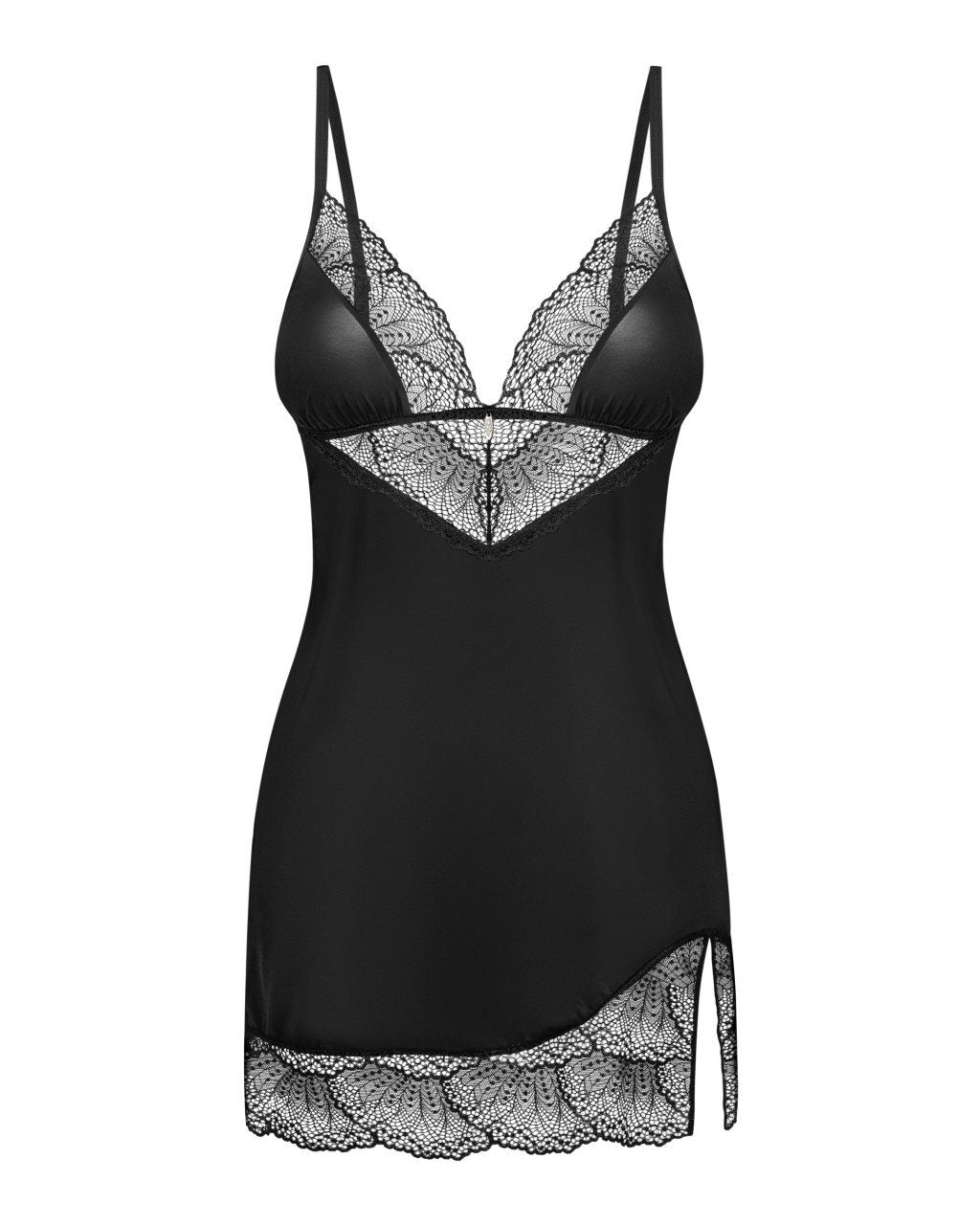 Chemise nera con pizzo taglie plus Lobellis