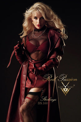 Calze da reggicalze con ricami bordeaux e lurex Art. BS160
