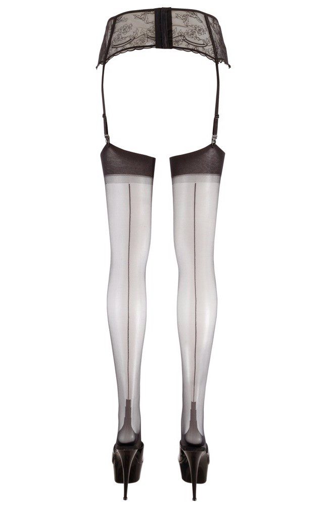 Calze nere velate curvy con riga posteriore Taglie forti