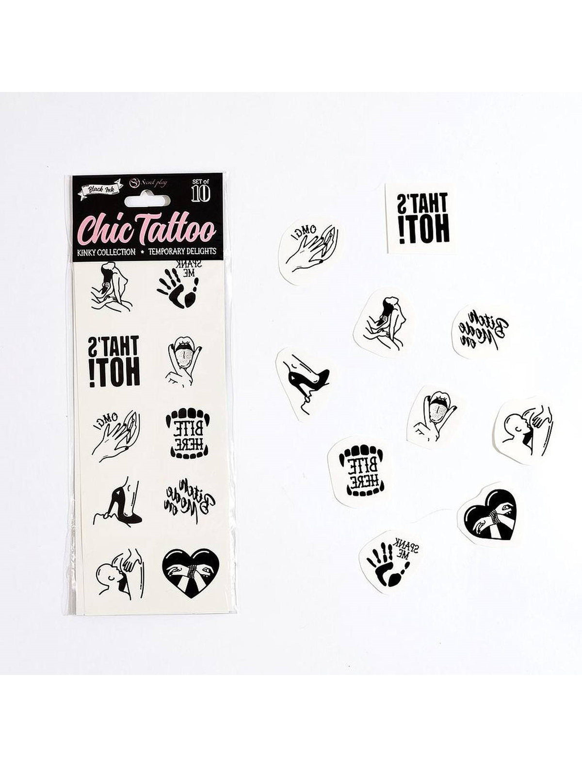 10 tatuaggi adesivi temporanei Chic Tattoo Kinky Collection