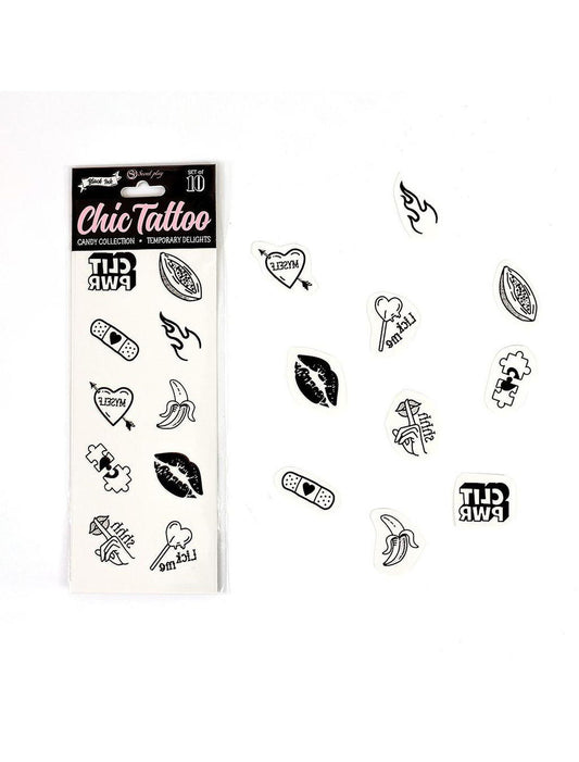10 tatuaggi adesivi temporanei Chic Tattoo Candy Collection