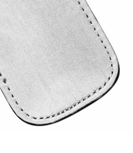 Frustino Spanker in ecopelle nera e raso argentato
