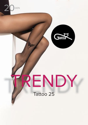 Collant velato con farfalla ricamata 20 den Tattoo 25