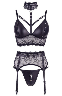Set intimo bondage 3 pezzi con collare