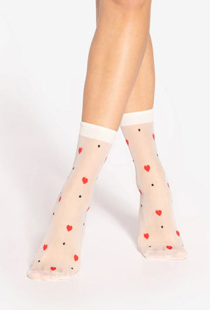 Calzini velati con cuoricini 15 den Spring Vibes 04