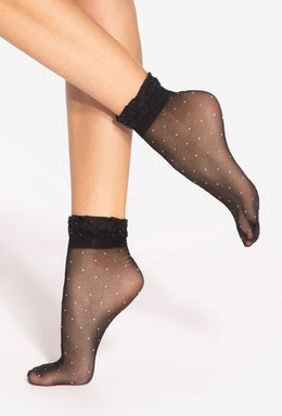 Calzini velati a pois polsino glitterato 15 den Spring Vibes 06