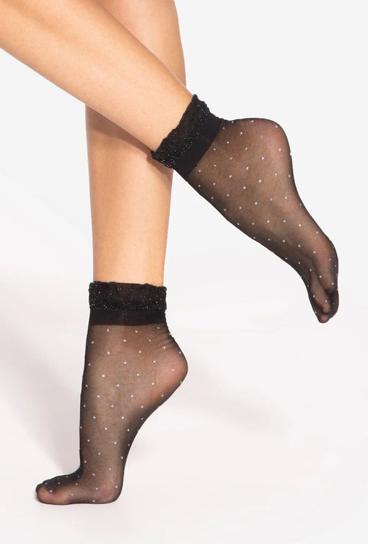 Calzini velati a pois polsino glitterato 15 den Spring Vibes 06