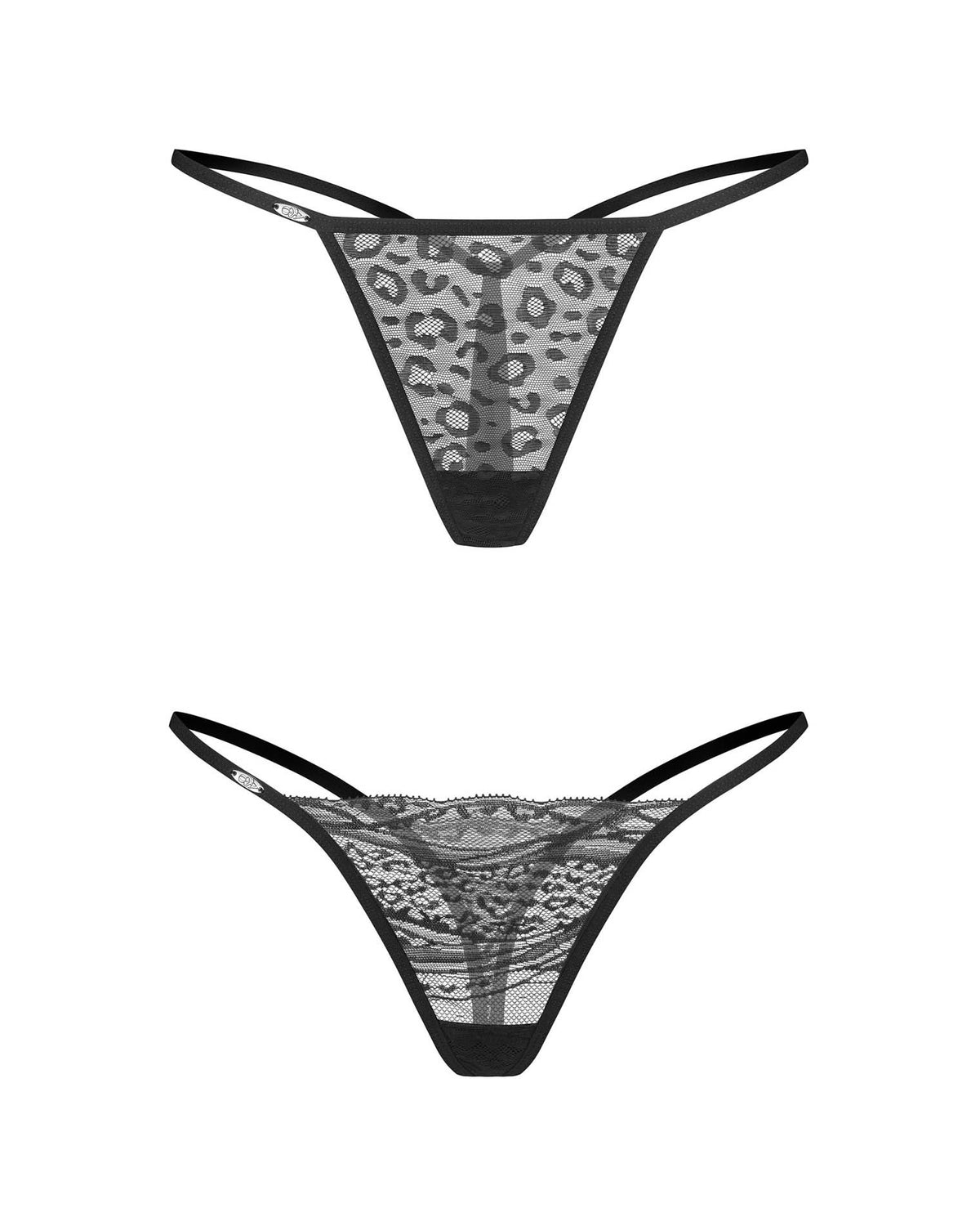 2 perizomi in pizzo nero animalier Clara 2 pack