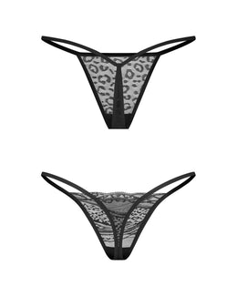 2 perizomi in pizzo nero animalier Clara 2 pack