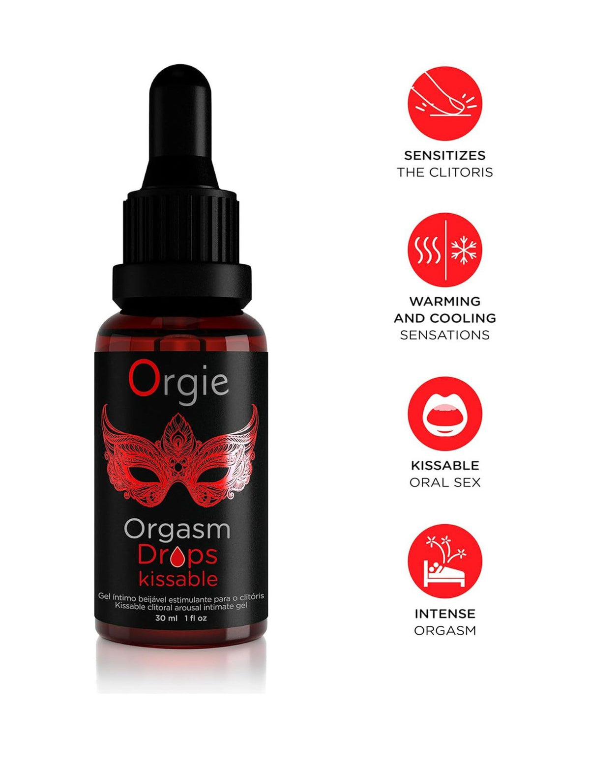 Gel stimolante per clitoride Orgasm Drops Kissable 30 ml
