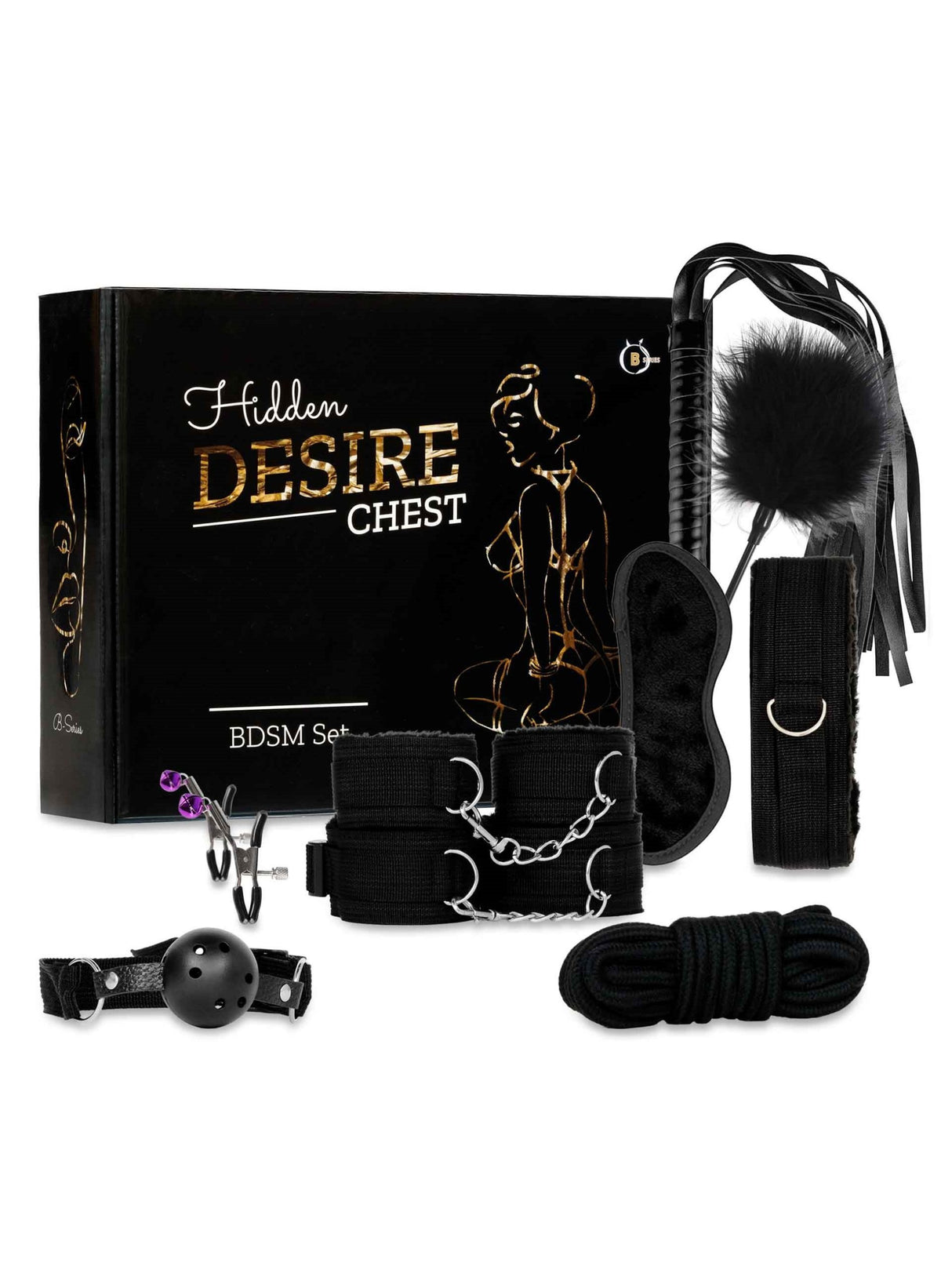 Set soft bondage BDSM 10 pezzi nero