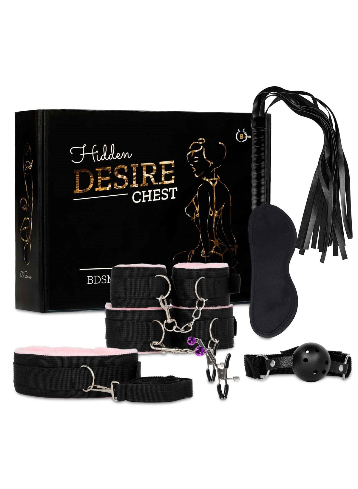 Set soft bondage BDSM 8 pezzi nero rosa