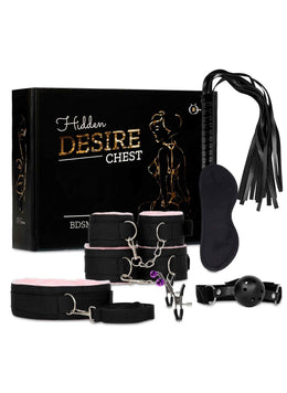 Set soft bondage BDSM 8 pezzi nero rosa