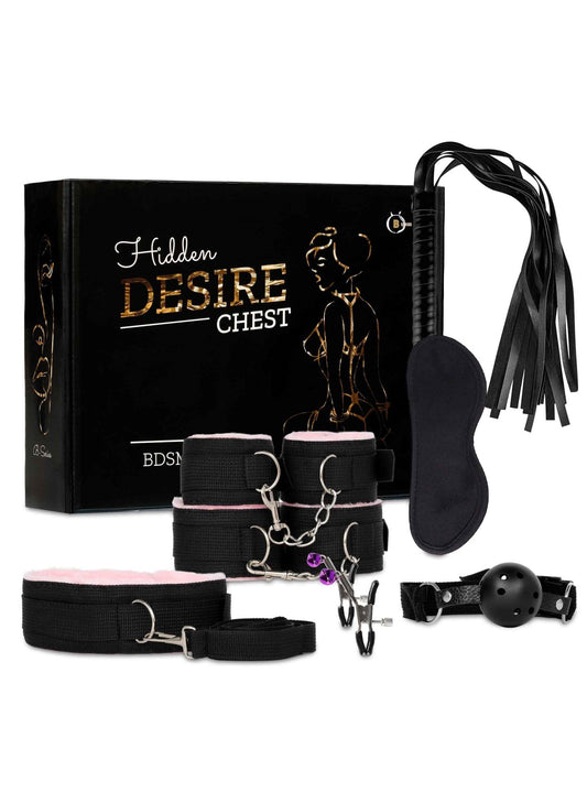 Set soft bondage BDSM 8 pezzi nero rosa