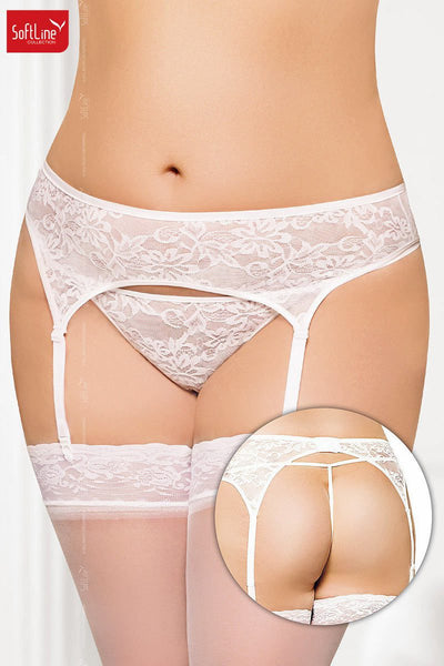 Reggicalze e perizoma plus size pizzo bianco 3XL curvy